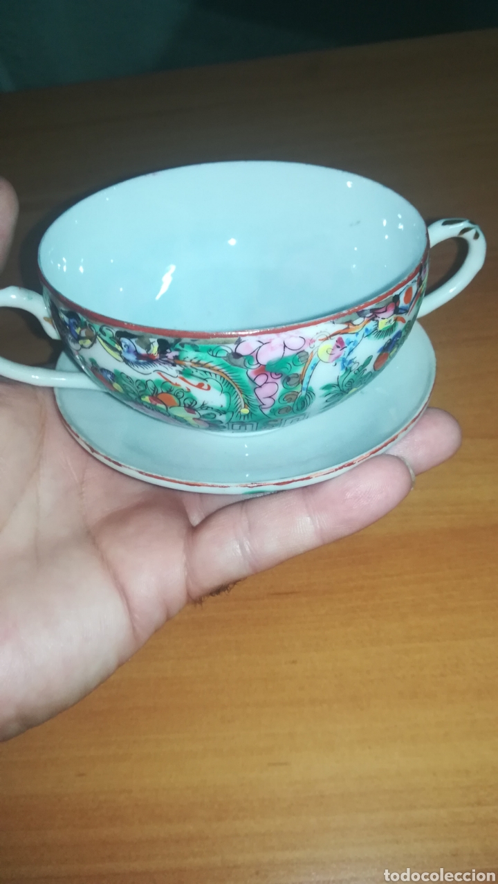 Antigüedades: Antiguo Taza y plato en porcelana fina china - Foto 1 - 157294640
