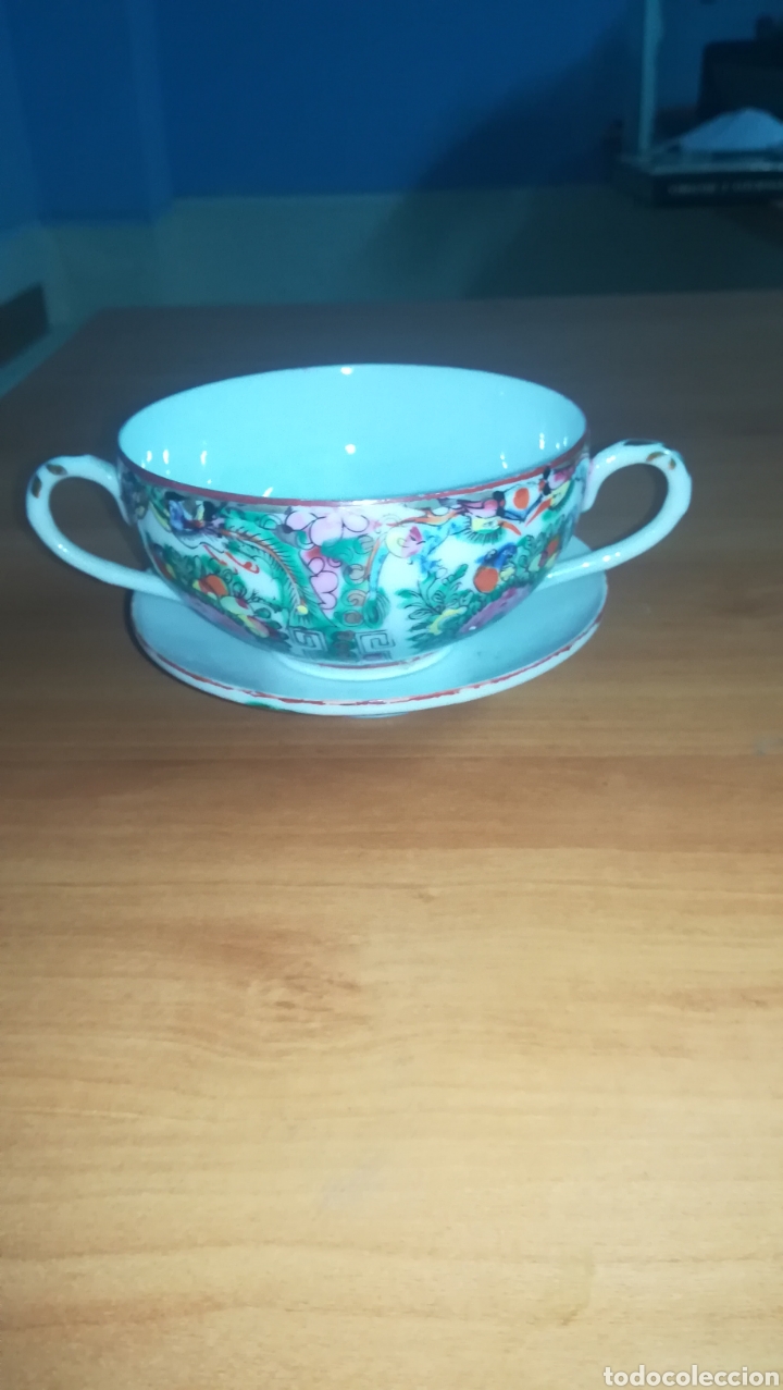 Antigüedades: Antiguo Taza y plato en porcelana fina china - Foto 2 - 157294640