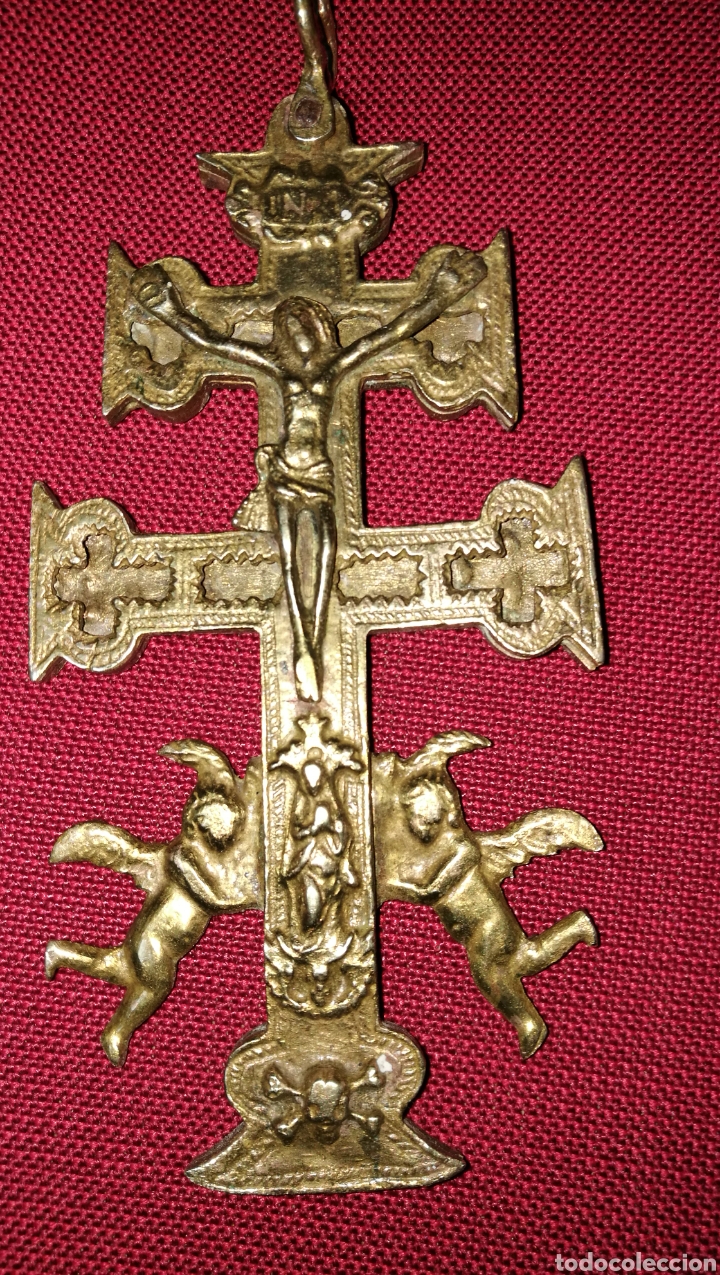 Antig&uuml;edades: ANTIGUA CRUZ DE CARABACA EN BRONCE - Foto 2