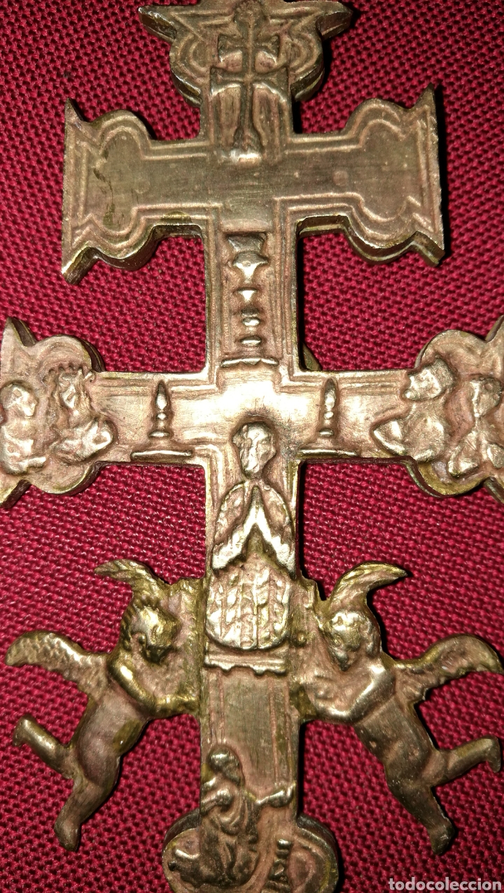 Antig&uuml;edades: ANTIGUA CRUZ DE CARABACA EN BRONCE - Foto 5
