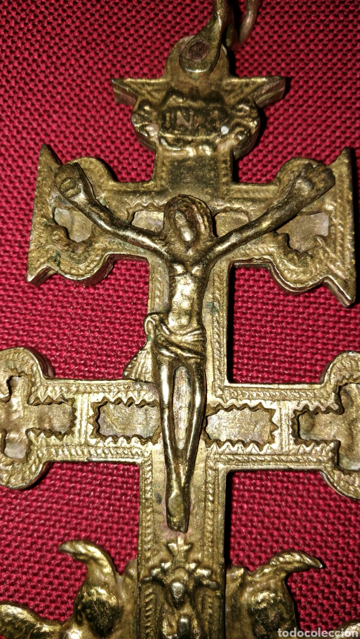 Antig&uuml;edades: ANTIGUA CRUZ DE CARABACA EN BRONCE - Foto 6