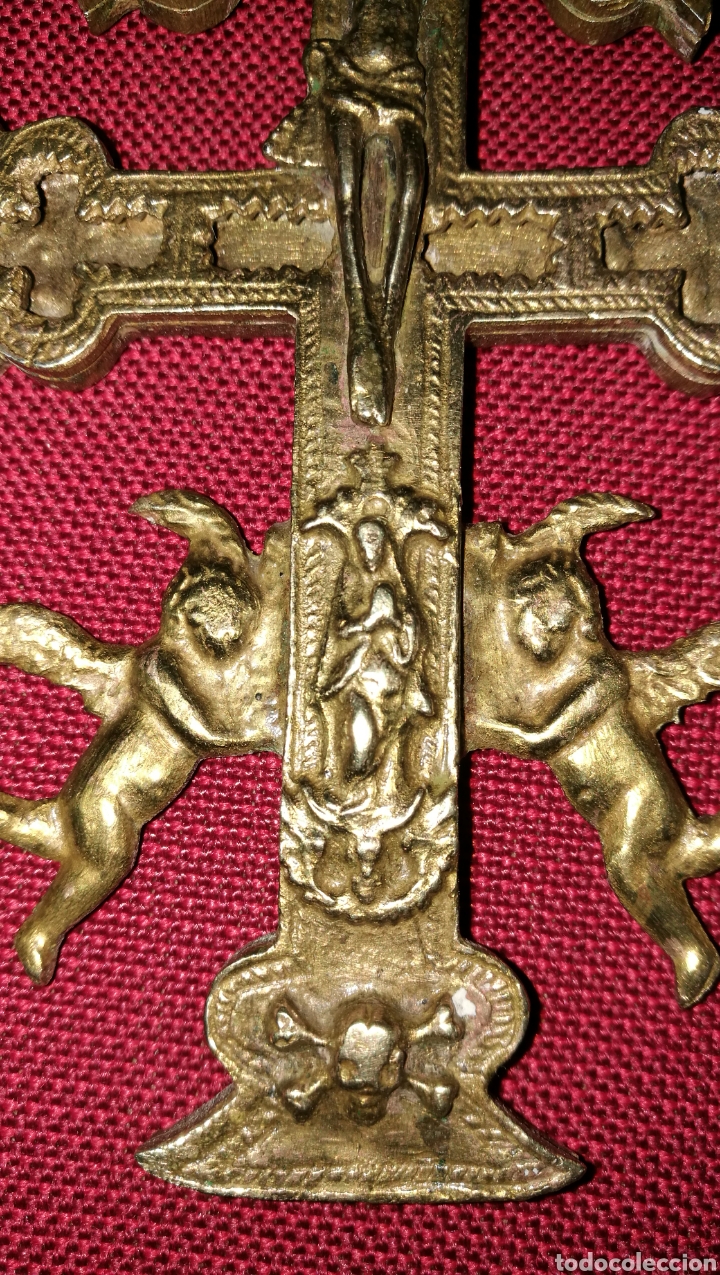 Antig&uuml;edades: ANTIGUA CRUZ DE CARABACA EN BRONCE - Foto 7