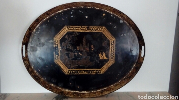 Antig&uuml;edades: Bandeja de metal pintada - Foto 1