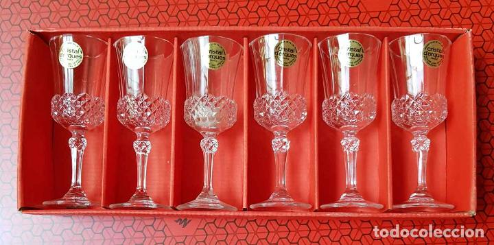 Antigüedades: 6 COPAS CRISTAL D´ARQUES MODELO VALENÇAY 5,5 cl, NUEVO