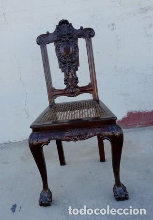 Antig&uuml;edades: 9 sillas Chipendal en madera de caoba - Foto 3