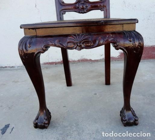Antig&uuml;edades: 9 sillas Chipendal en madera de caoba - Foto 5