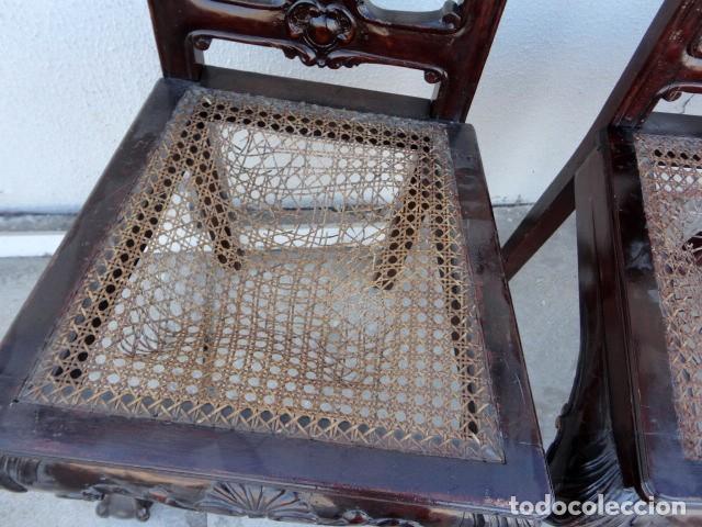 Antig&uuml;edades: 9 sillas Chipendal en madera de caoba - Foto 13