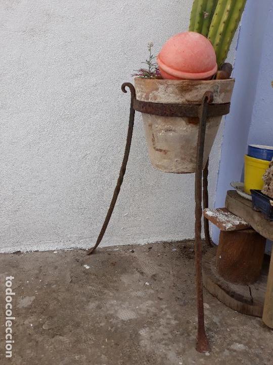 Antig&uuml;edades: Antiguo macetero de hierro forjado - Foto 1