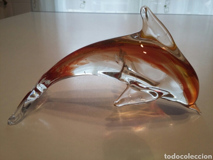 Antig&uuml;edades: Figura de delf&iacute;n en cristal de Murano - Foto 1