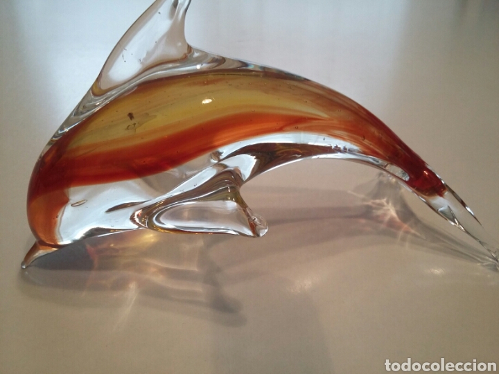 Antig&uuml;edades: Figura de delf&iacute;n en cristal de Murano - Foto 2