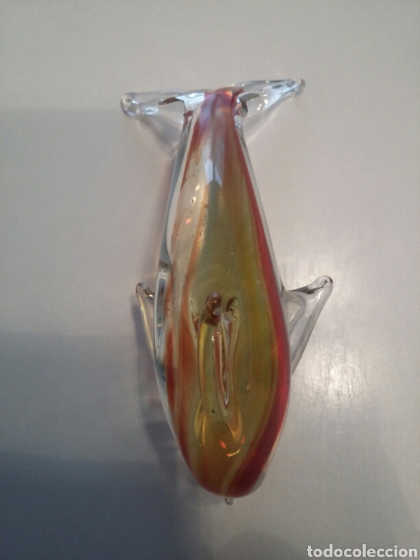 Antig&uuml;edades: Figura de delf&iacute;n en cristal de Murano - Foto 3
