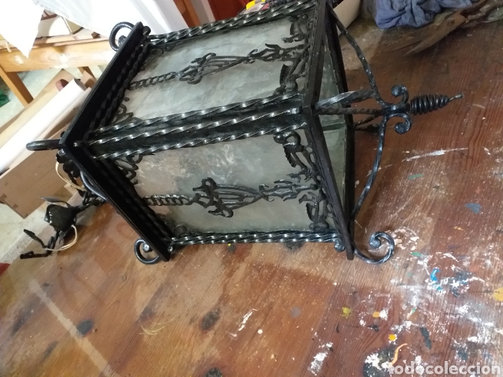 Antig&uuml;edades: Farol de forja con cristal - Foto 3
