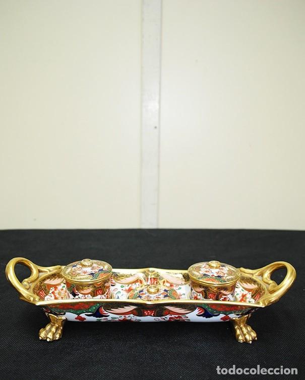 Antiguidades: ESCRIBANIA ANTIGUA FINA PORCELANA SIGLO XIX
