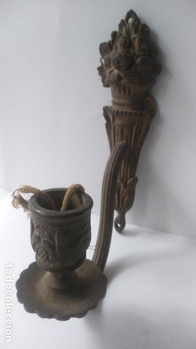 Antig&uuml;edades: Aplique candelabro de laton o bronce - Foto 10