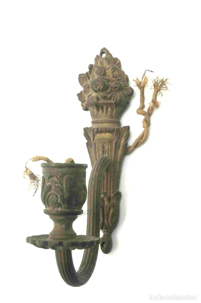 Antig&uuml;edades: Aplique candelabro de laton o bronce - Foto 4