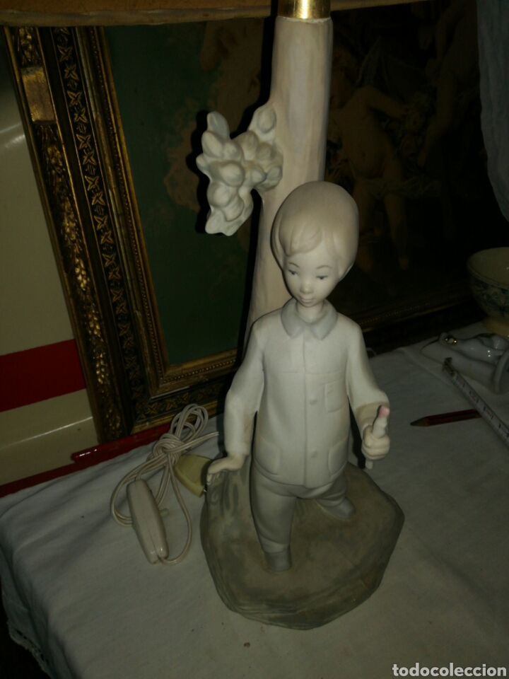 Antig&uuml;edades: Lampara porcelana biscuit - Foto 4