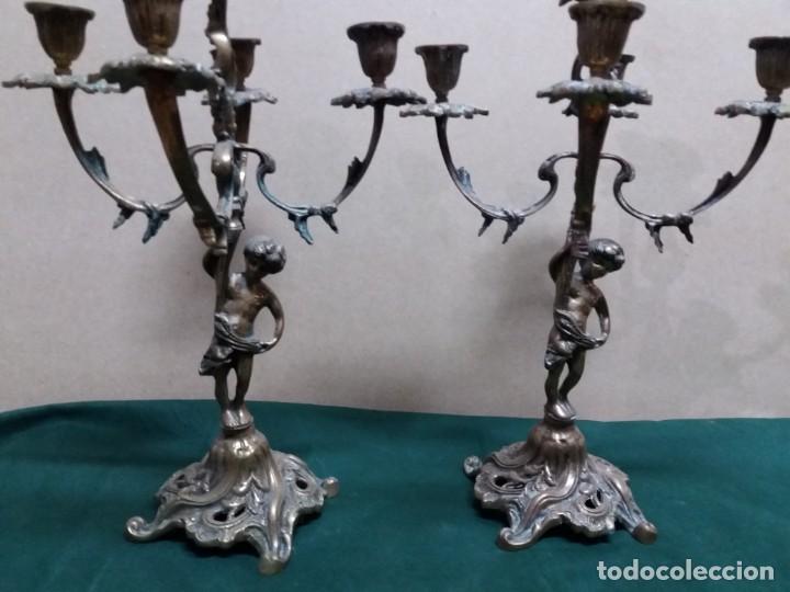 Antig&uuml;edades: PAREJA CANDELABROS BRONCE - Foto 3