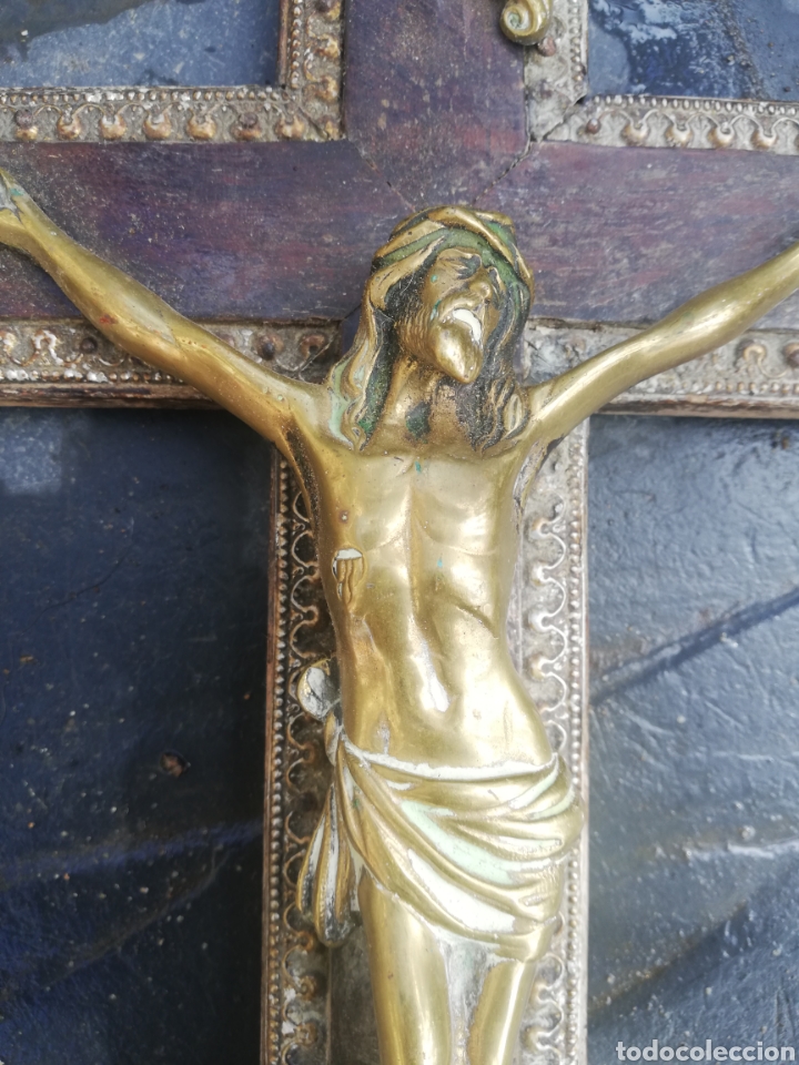 Antig&uuml;edades: Cristo metal y madera 40 cm - Foto 1