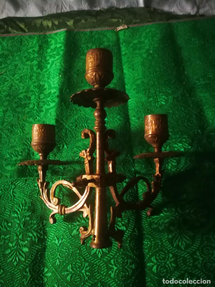Antig&uuml;edades: TRES BRAZOS ANTIGUO CANDELABRO - Foto 6