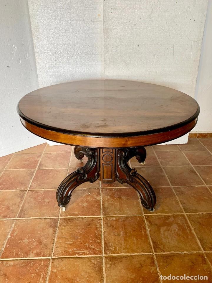 Antig&uuml;edades: MESA DE COMEDOR REDONDA DE NOGAL - Foto 7