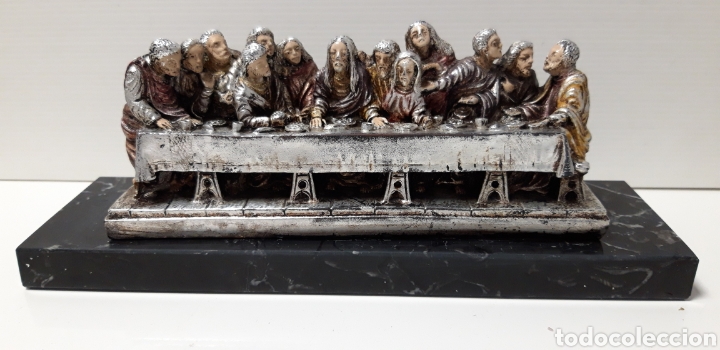 Antig&uuml;edades: Figura santa cena con base de marmol - Foto 1