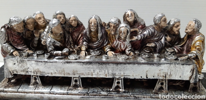 Antig&uuml;edades: Figura santa cena con base de marmol - Foto 2