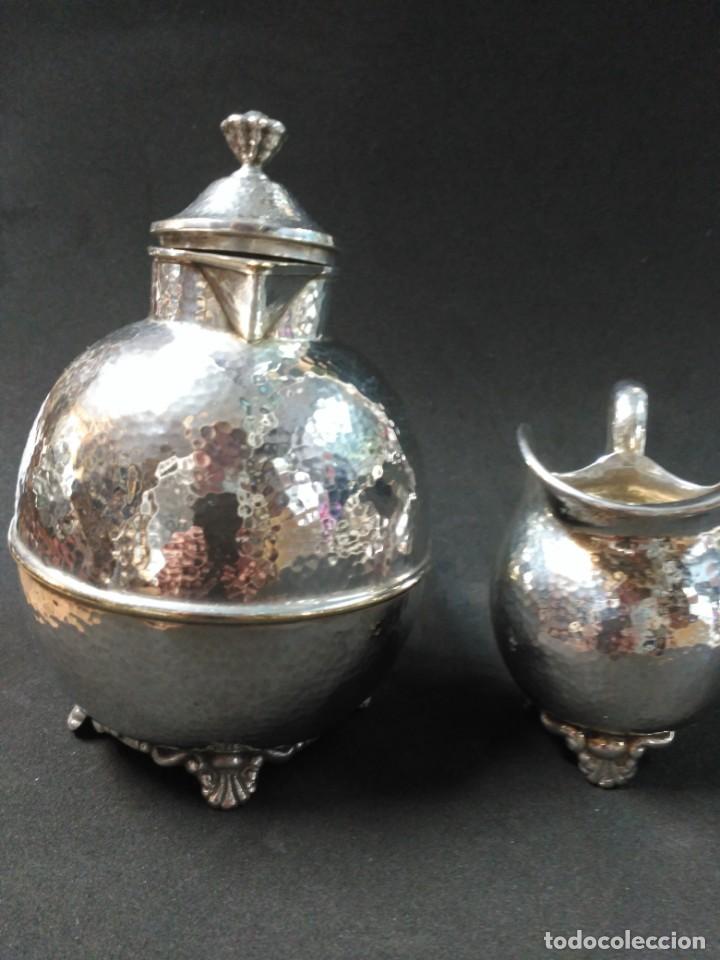 Antig&uuml;edades: TETERA Y LECHERA EN METAL PLATEADO - Foto 11