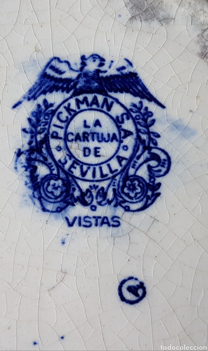 Antig&uuml;edades: Antiguo plato pickman azul - Foto 3