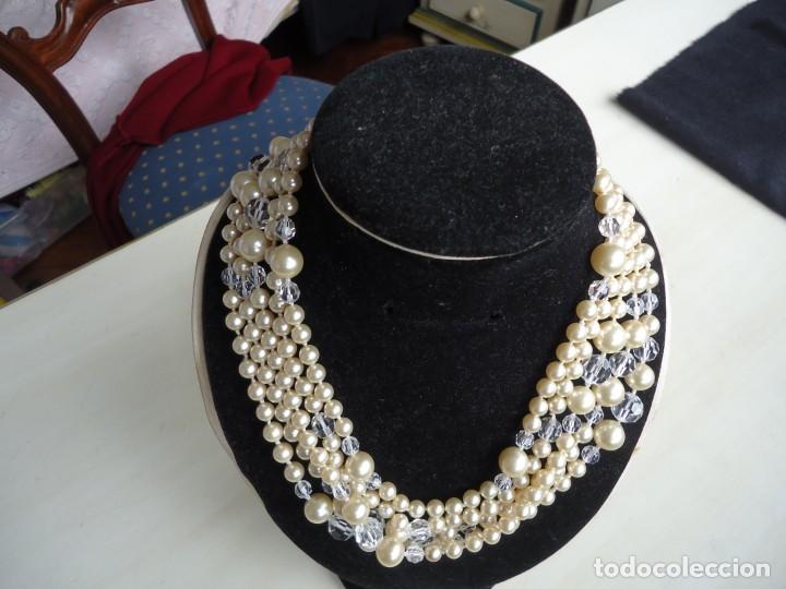 Antig&uuml;edades: COLLAR DE CINCO VUELTAS DE PERLAS Y CRISTAL - Foto 3
