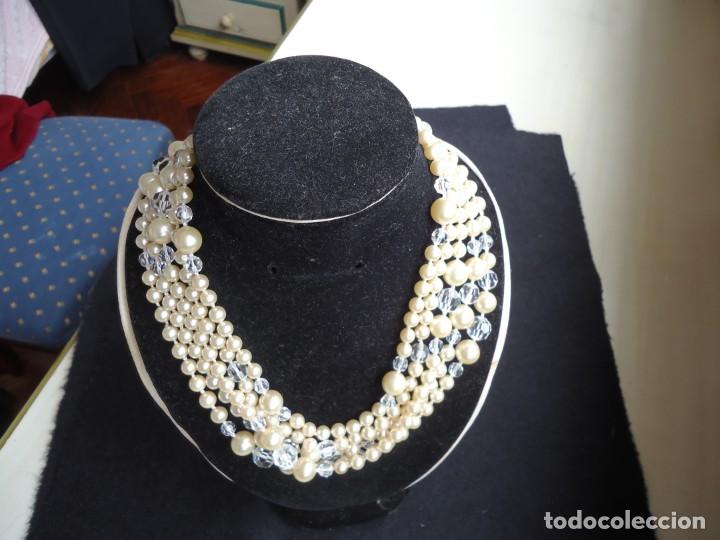 Antig&uuml;edades: COLLAR DE CINCO VUELTAS DE PERLAS Y CRISTAL - Foto 5