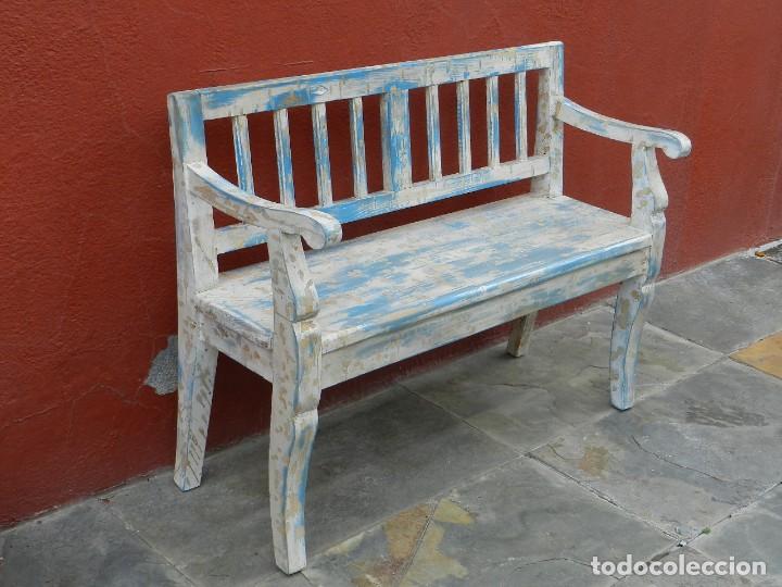 Antig&uuml;edades: BANCO INFANTIL DE MADERA PINTADO EN DECAP&Eacute; - Foto 2
