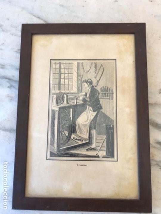 Antig&uuml;edades: Oficio de Tornero. Artesano handcraft. L&aacute;mina antigua