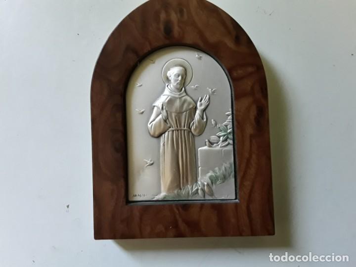 Antig&uuml;edades: Placa devocional de plata y madera de San Francisco. Italy - Foto 1