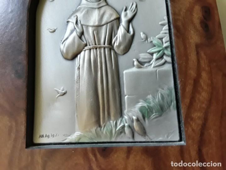 Antig&uuml;edades: Placa devocional de plata y madera de San Francisco. Italy - Foto 3