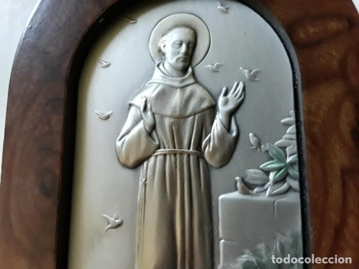 Antig&uuml;edades: Placa devocional de plata y madera de San Francisco. Italy - Foto 5