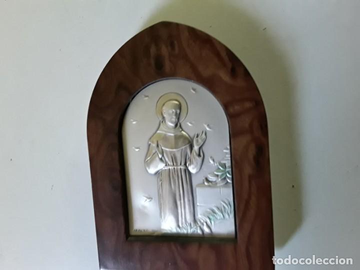 Antig&uuml;edades: Placa devocional de plata y madera de San Francisco. Italy - Foto 8