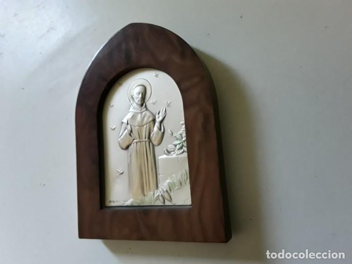 Antig&uuml;edades: Placa devocional de plata y madera de San Francisco. Italy - Foto 10