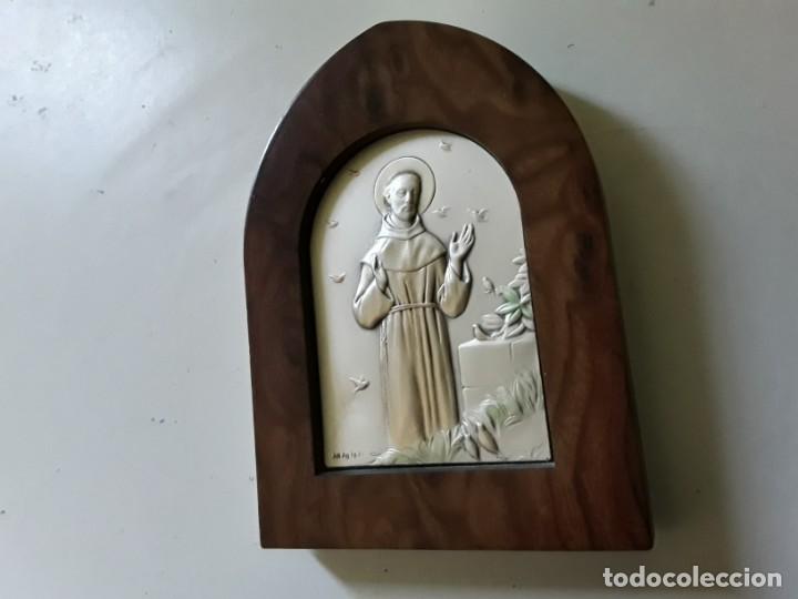 Antig&uuml;edades: Placa devocional de plata y madera de San Francisco. Italy - Foto 11