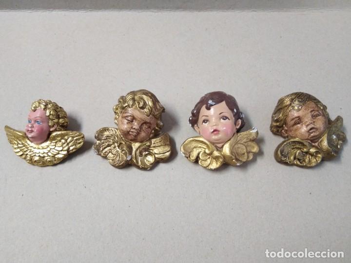 Oggetti Antichi: 4 angelitos escayola 8x8ctms