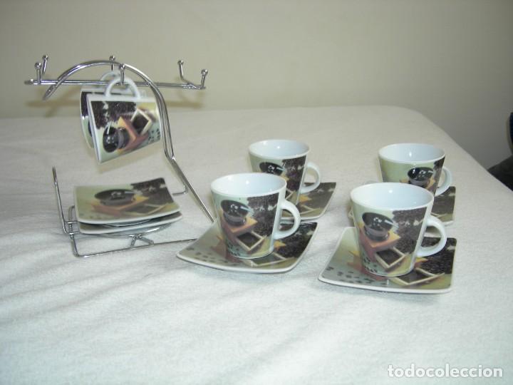 colgador tazas café artesanal + 4 tazas y plato - Compra venta en  todocoleccion