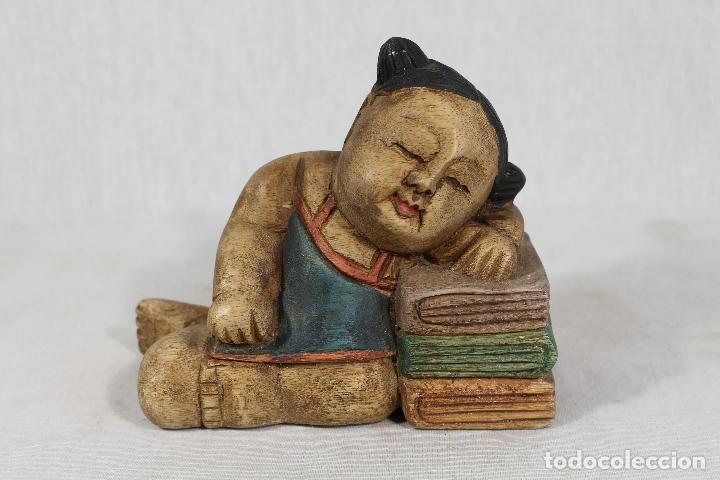 Antig&uuml;edades: buda dormido tallado en madera - Foto 1
