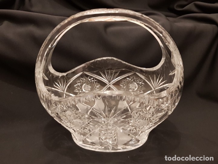 Antig&uuml;edades: Gran cesto cristal bohemia. - Foto 3