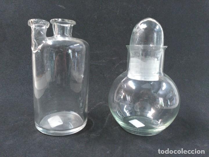 Antiguidades: 2 TARROS DE CRISTAL DE LABORATORIO O FARMACIA