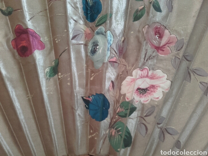 Antig&uuml;edades: ABANICO PERIC&Oacute;N DE SEDA PINTADA. - Foto 2