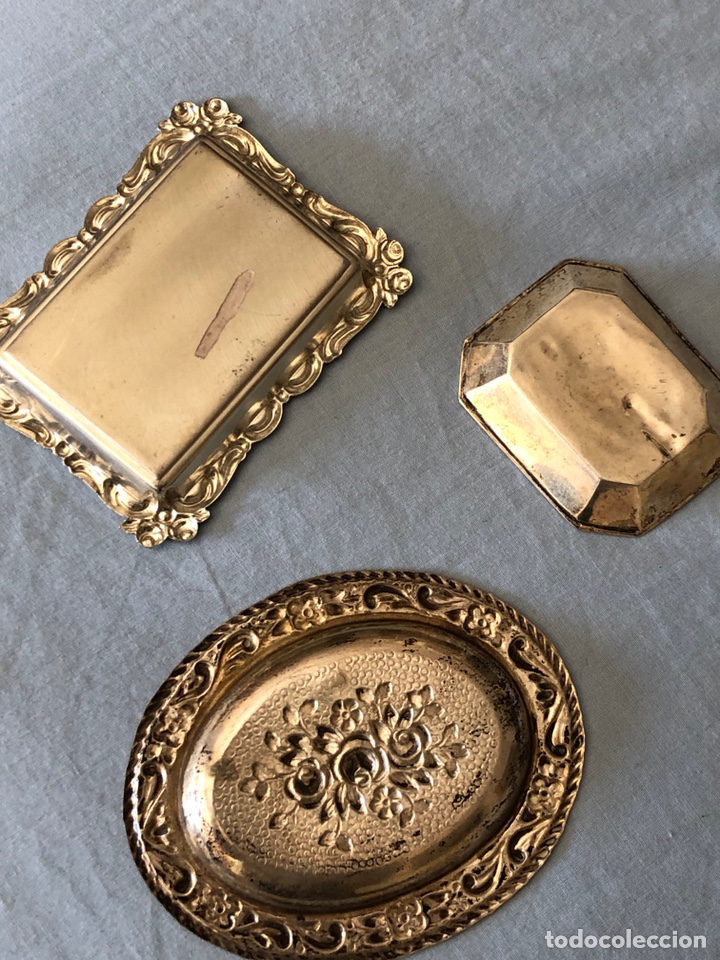 Antig&uuml;edades: Lote de 3 bandejitas plateadas - Foto 5
