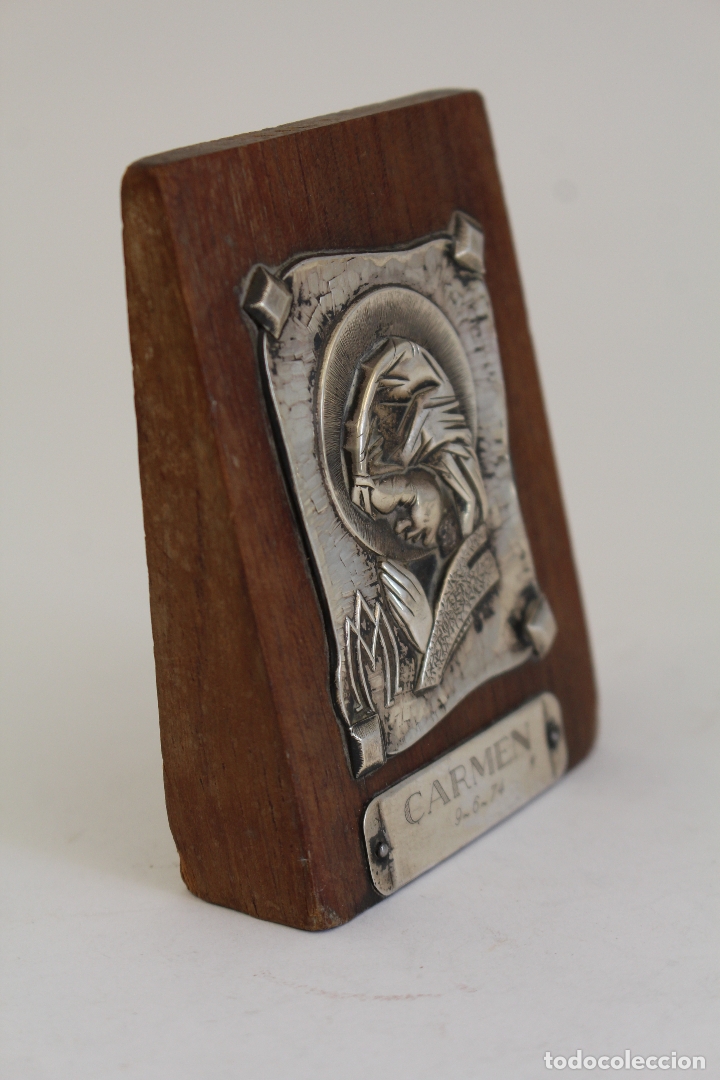 Antig&uuml;edades: virgencita relieve en plata de ley - Foto 2