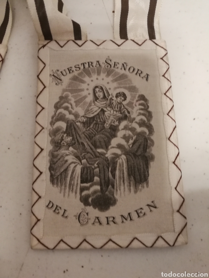 Antig&uuml;edades: ANTIGUO ESCAPULARIO VIRGEN DEL CARMEN - Foto 3