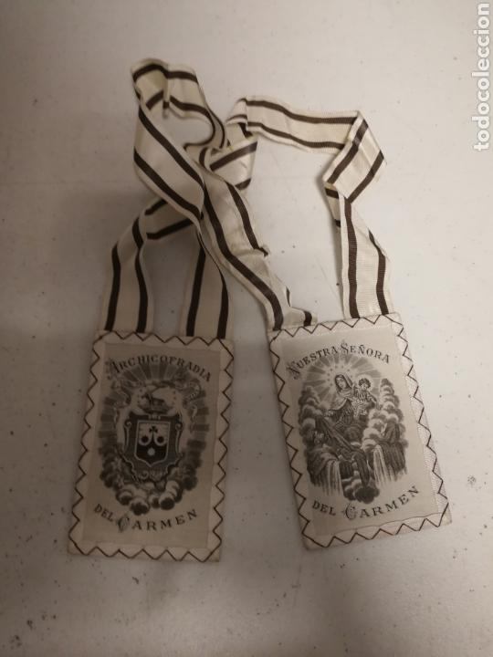 Antig&uuml;edades: ANTIGUO ESCAPULARIO VIRGEN DEL CARMEN - Foto 1