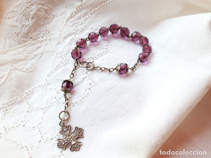 Antig&uuml;edades: Pulsera rosario plata - Foto 4