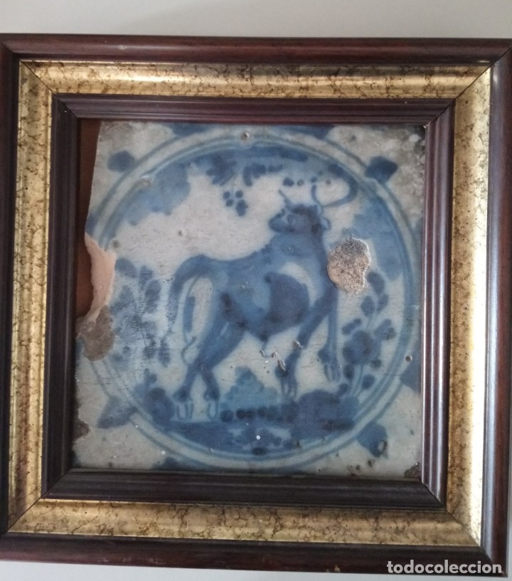 Antig&uuml;edades: Azulejo con toro. - Foto 6